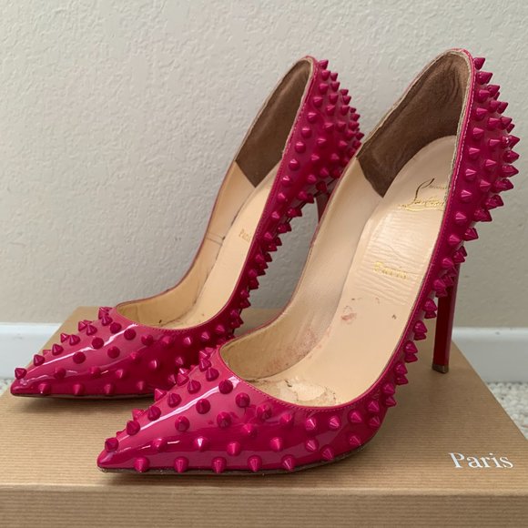 Christian Louboutin Pigalle Spikes 120 Patent Pink Grenadine Sz 41 EU / 11 US - Picture 3 of 16